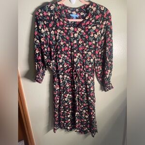 Draper James Dress  XS Black Floral Dark Fairy Cottagecore dark academia A002